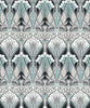 Malibu Dragonfly Damask Wallpaper - Vintage Damask - Ebony & Aqua | Malibu Wallpaper