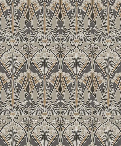 Dragonfly Damask Vintage Damask - Bronze & Smoke | Architectural Wallcoverings
