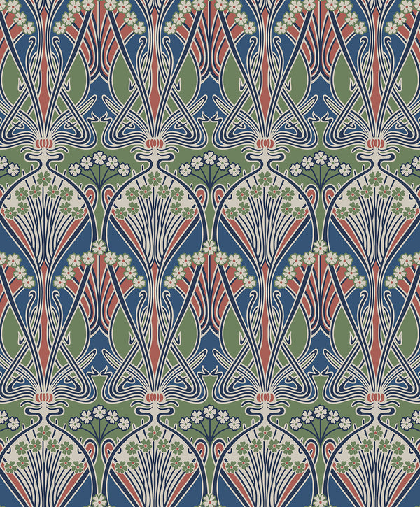 Dragonfly Damask Vintage Damask - Mauve & Sage | Architectural Wallcoverings