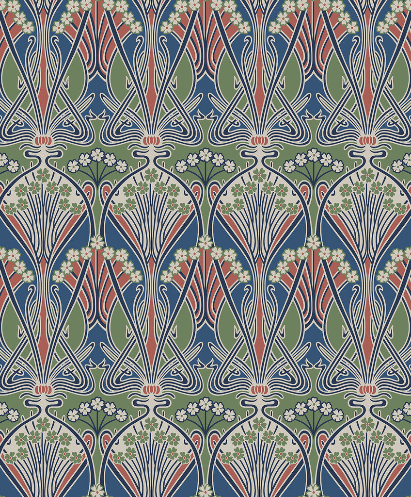 Malibu Dragonfly Damask Wallpaper - Vintage Damask - Mauve & Sage | Malibu Wallpaper