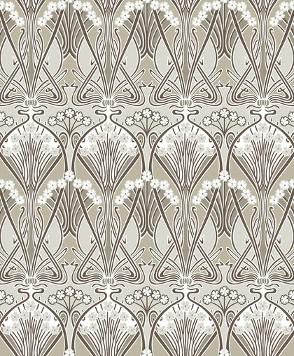 Dragonfly Damask Vintage Damask - Warm Pewter | Architectural Wallcoverings