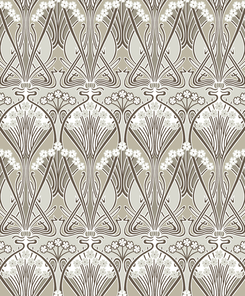 Malibu Dragonfly Damask Wallpaper - Vintage Damask - Warm Pewter | Malibu Wallpaper