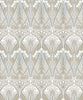 Malibu Dragonfly Damask Wallpaper - Vintage Damask - Soft Taupe & Blue Mist | Malibu Wallpaper