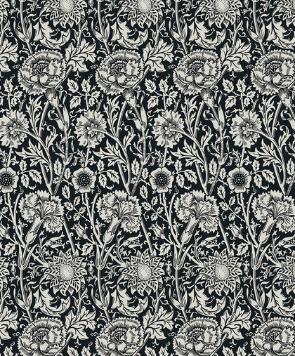 Tonal Floral Trail Vintage Floral - Ebony | Architectural Wallcoverings