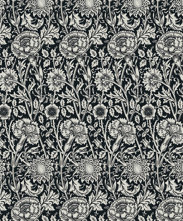 Tonal Floral Trail Vintage Floral - Ebony | Architectural Wallcoverings
