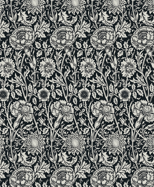 Malibu Tonal Floral Trail Wallpaper - Vintage Floral - Ebony | Malibu Wallpaper