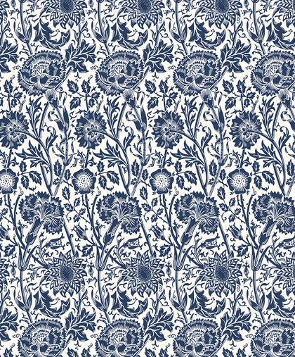 Tonal Floral Trail Vintage Floral - Navy Blue | Architectural Wallcoverings