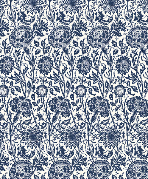 Malibu Tonal Floral Trail Wallpaper - Vintage Floral - Navy Blue | Malibu Wallpaper