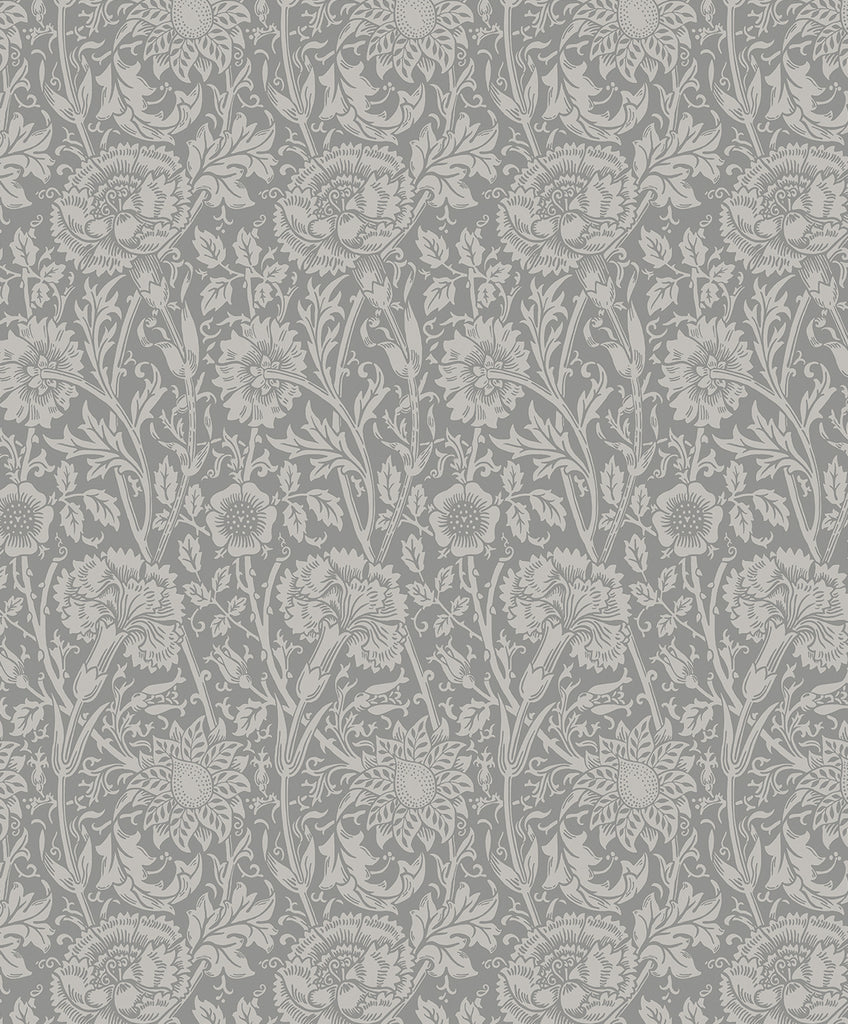 Malibu Tonal Floral Trail Wallpaper - Vintage Floral - Argos Grey | Malibu Wallpaper
