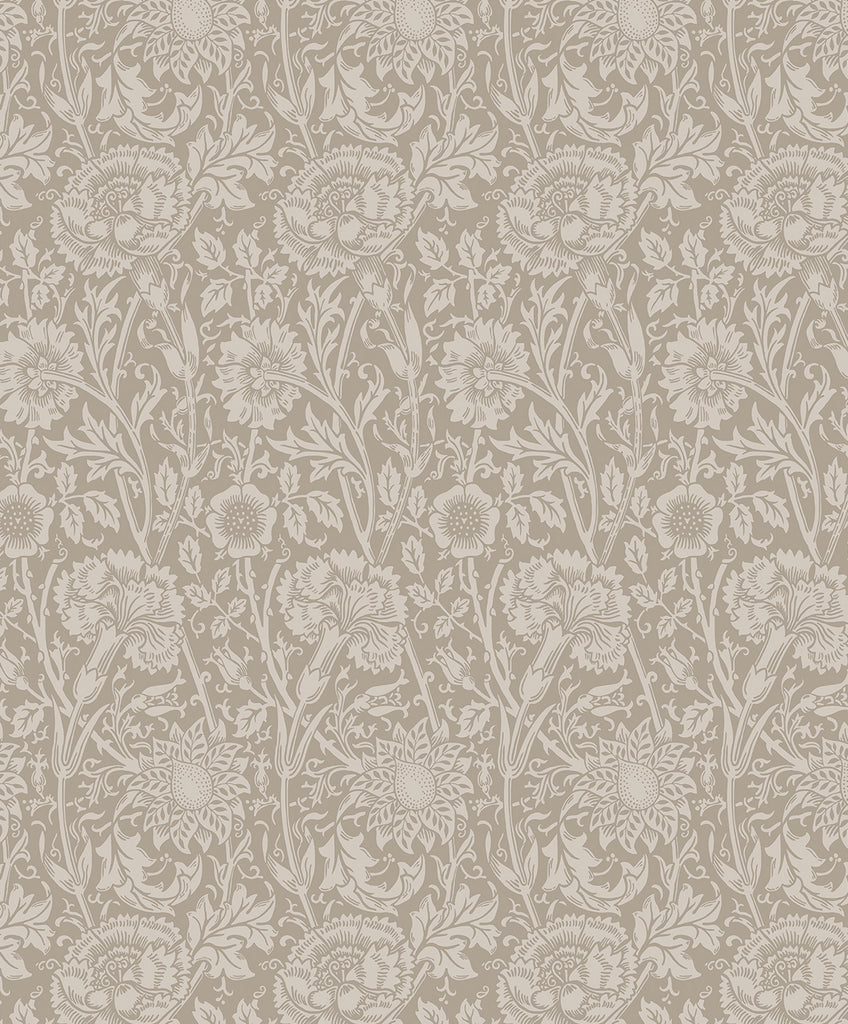 Malibu Tonal Floral Trail Wallpaper - Vintage Floral - Taupe | Malibu Wallpaper