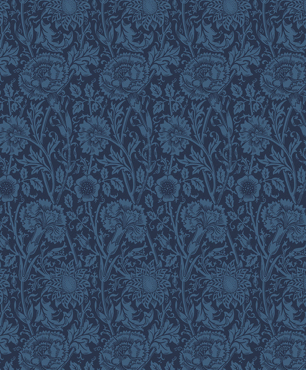 Tonal Floral Trail Vintage Floral - Marine Blue | Architectural Wallcoverings