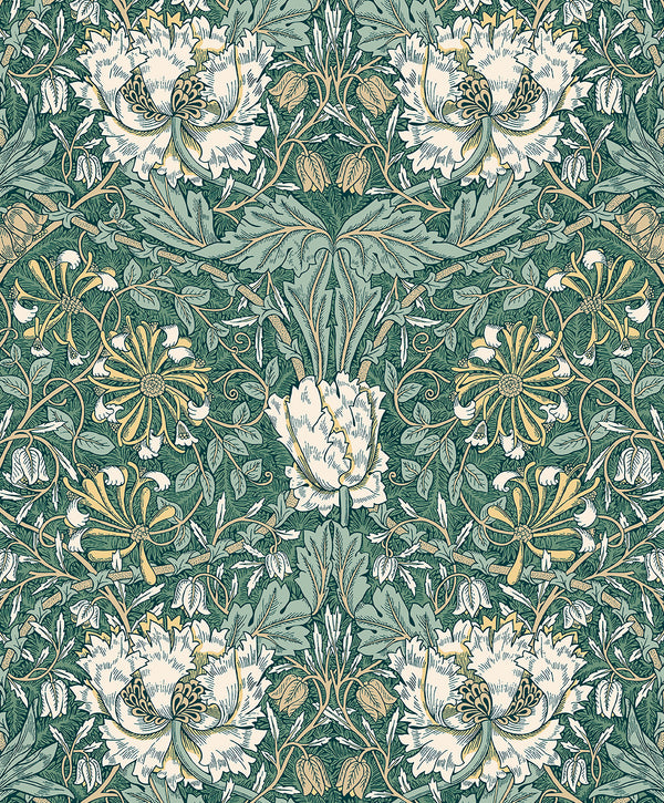 Ogee Flora Vintage Floral - Everglades & Buttercup | Architectural Wallcoverings