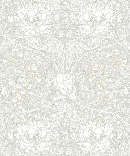 Ogee Flora Vintage Floral - Swiss Coffee & Light Grey | Architectural Wallcoverings