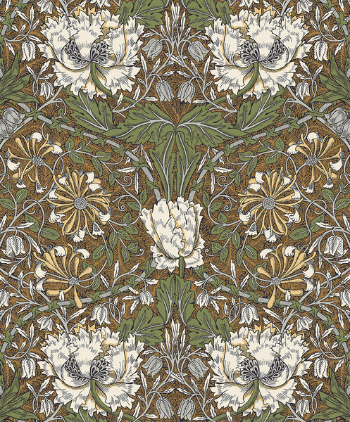 Malibu Ogee Flora Wallpaper - Vintage Floral - Dijon & Sage | Malibu Wallpaper