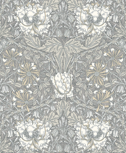Ogee Flora Vintage Floral - Stone Grey & Desert Sand | Architectural Wallcoverings