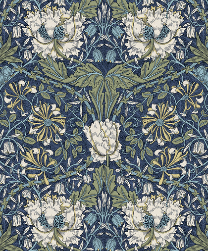 Ogee Flora Vintage Floral - Indigo Dye & Thyme | Architectural Wallcoverings