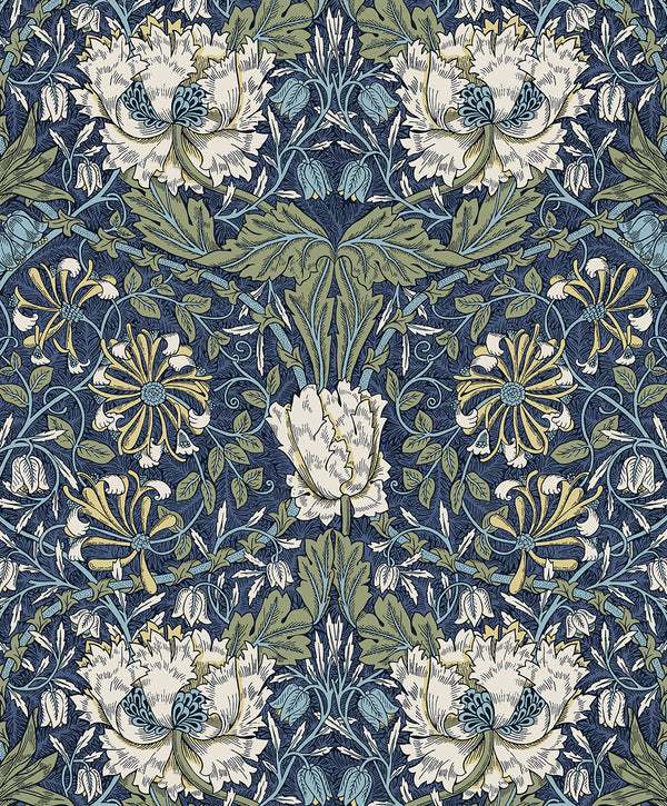 Ogee Flora Vintage Floral - Indigo Dye & Thyme | Architectural Wallcoverings