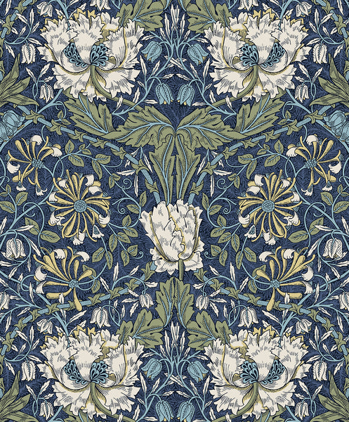 Malibu Ogee Flora Wallpaper - Vintage Floral - Indigo Dye & Thyme | Malibu Wallpaper