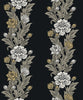 Malibu Blooming Stripe Wallpaper - Vintage Floral - Ebony & Goldenrod | Malibu Wallpaper