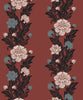Malibu Blooming Stripe Wallpaper - Vintage Floral - Pale Carmine & Aqua | Malibu Wallpaper