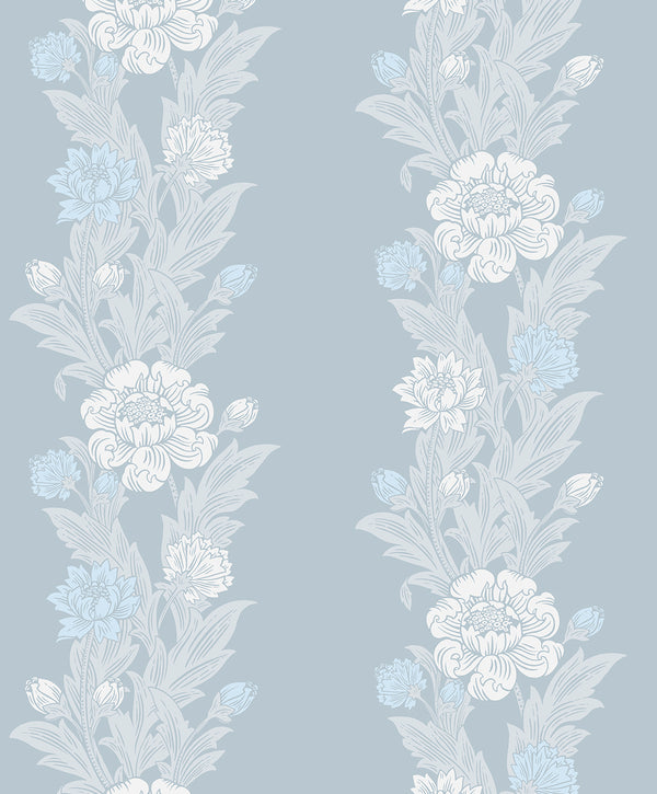 Blooming Stripe Vintage Floral - Baby Blue | Architectural Wallcoverings