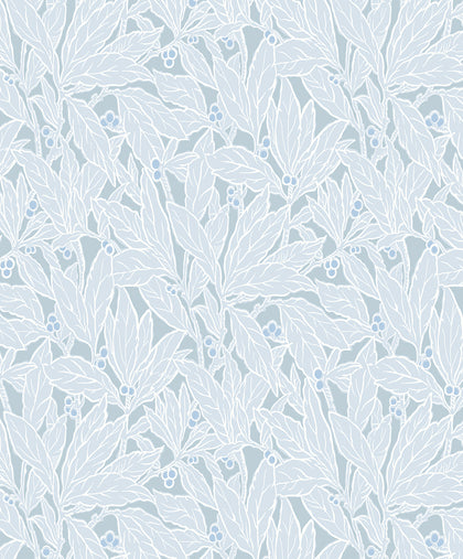 Leaf and Berry Vintage Botanical - Powder Blue | Architectural Wallcoverings