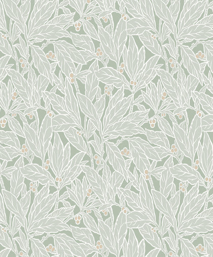 Leaf and Berry Vintage Botanical - Spearmint | Architectural Wallcoverings