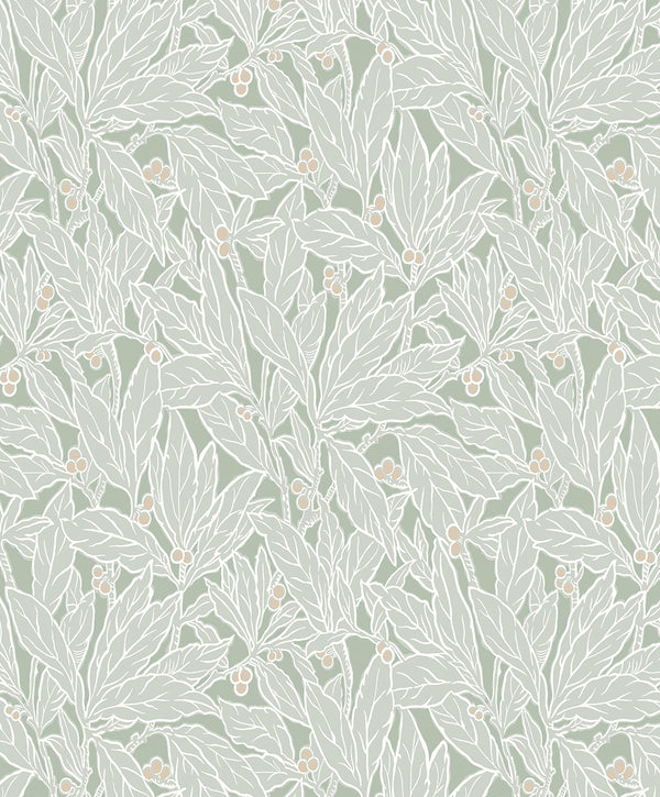Leaf and Berry Vintage Botanical - Spearmint | Architectural Wallcoverings