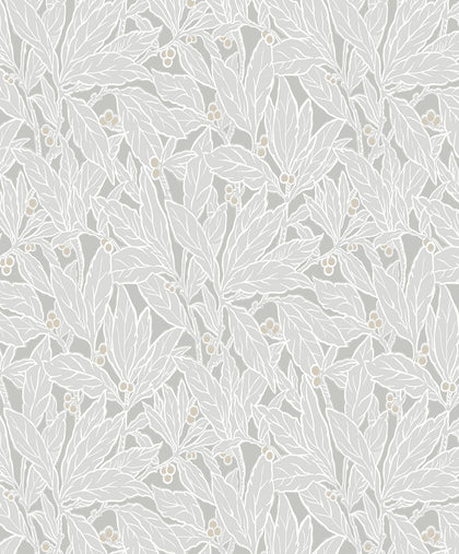 Leaf and Berry Vintage Botanical - Daydream Grey | Architectural Wallcoverings