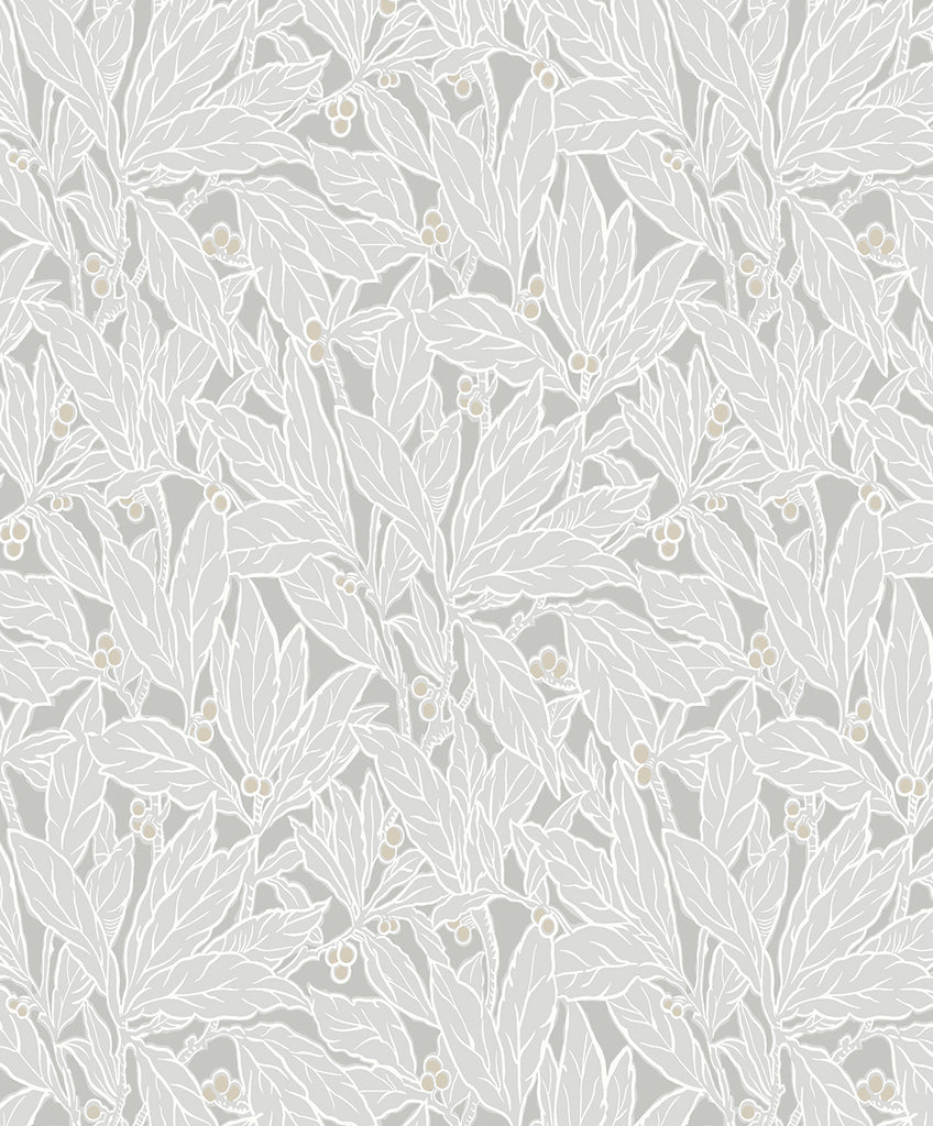 Malibu Leaf and Berry Wallpaper - Vintage Botanical - Daydream Grey | Malibu Wallpaper