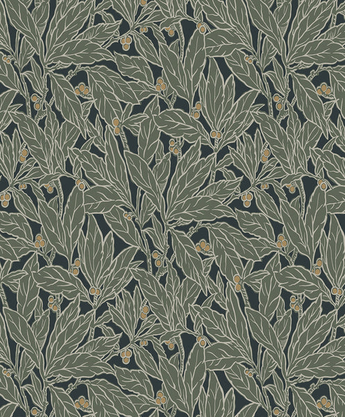 Malibu Leaf and Berry Wallpaper - Vintage Botanical - Rosemary | Malibu Wallpaper
