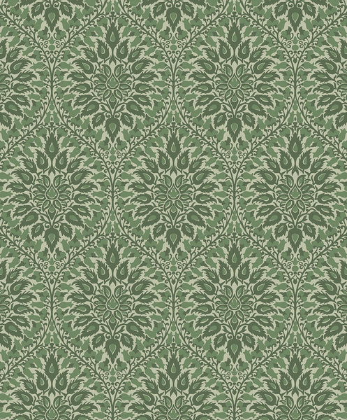 Malibu Luna Ogee Wallpaper - Vintage Ogee - Fern | Malibu Wallpaper