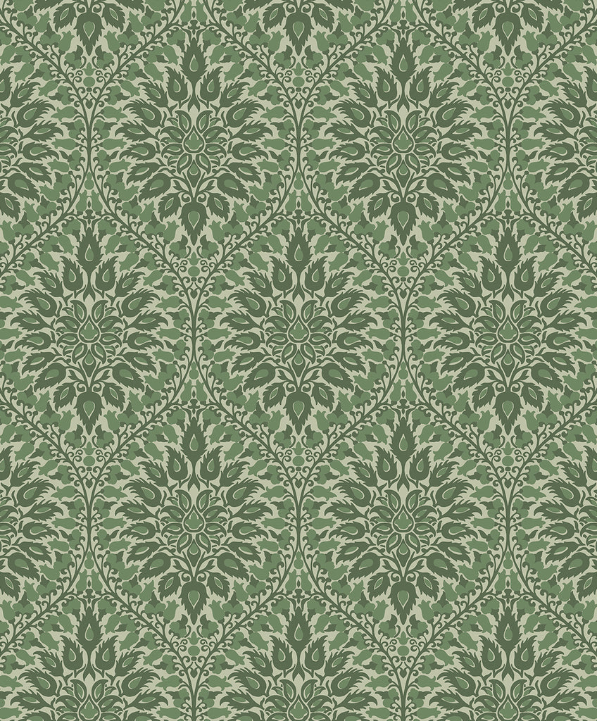 Malibu Luna Ogee Wallpaper - Vintage Ogee - Fern | Malibu Wallpaper