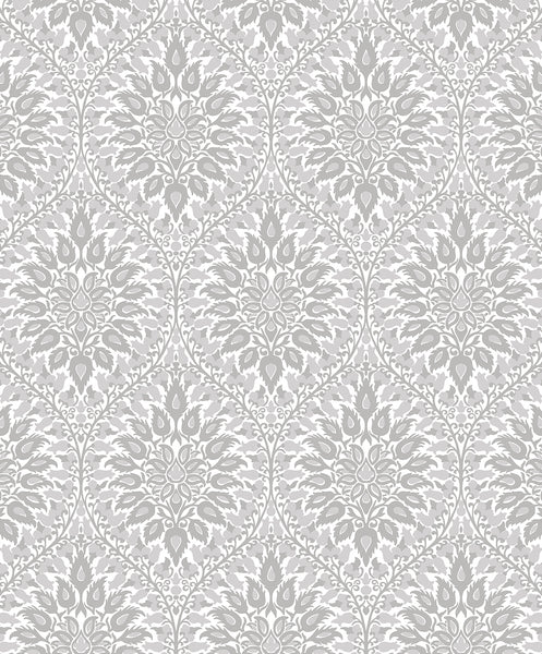 Malibu Luna Ogee Wallpaper - Vintage Ogee - Daydream Grey | Malibu Wallpaper