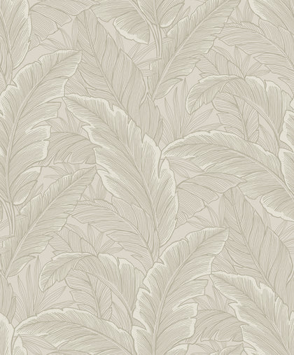 Gulf Tropical Leaves Tropical Palm Leaves - Crema | Architectural Wallcoverings