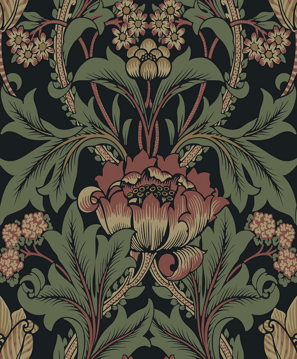 Primrose Garden Vintage Floral - Wrought Iron & Clay | Architectural Wallcoverings