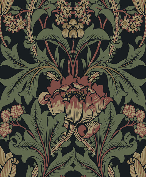 Malibu Primrose Garden Wallpaper - Vintage Floral - Wrought Iron & Clay | Malibu Wallpaper