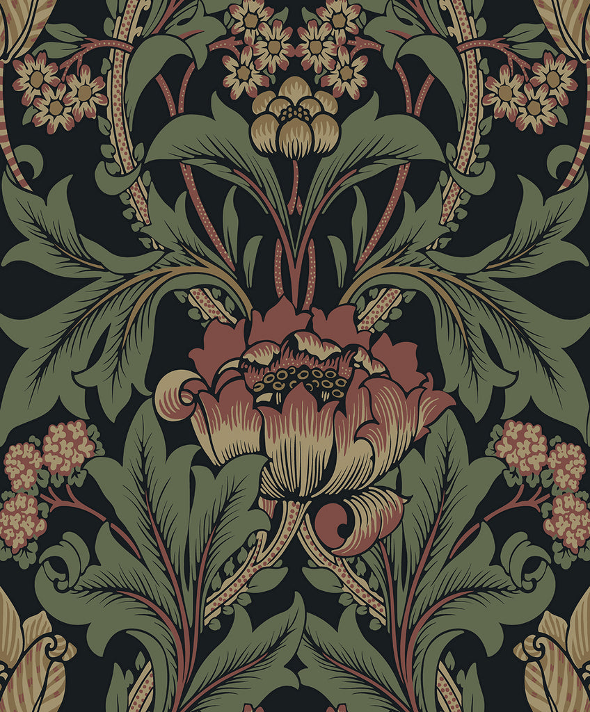 Malibu Primrose Garden Wallpaper - Vintage Floral - Wrought Iron & Clay | Malibu Wallpaper