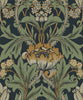 Malibu Primrose Garden Wallpaper - Vintage Floral - Midnight Blue & Goldenrod | Malibu Wallpaper