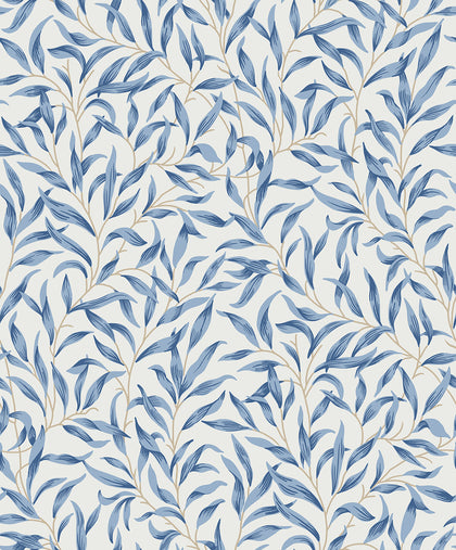 Willow Leaves Vintage Botanical - Blue Lake | Architectural Wallcoverings