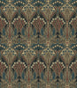 Malibu Deco Dragonflies Wallpaper - Vintage Botanical - Aegean Blue & Clay | Malibu Wallpaper