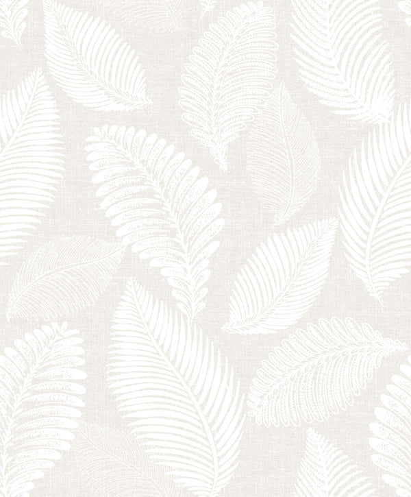 Tossed Leaves Contemporary Botanical - Cool Linen | Architectural Wallcoverings