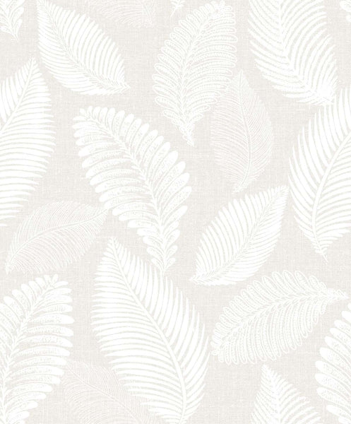 Malibu Tossed Leaves Wallpaper - Contemporary Botanical - Cool Linen | Malibu Wallpaper