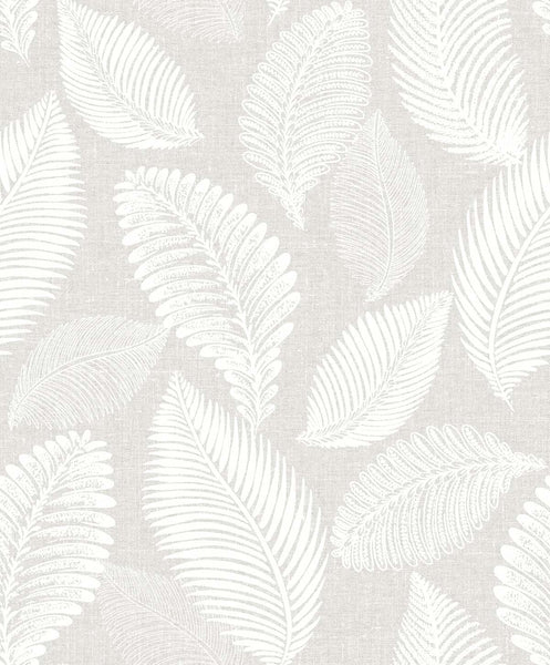 Malibu Tossed Leaves Wallpaper - Contemporary Botanical - Dove Greige | Malibu Wallpaper