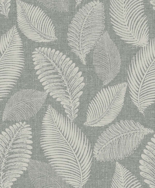 Malibu Tossed Leaves Wallpaper - Contemporary Botanical - Charcoal Linen | Malibu Wallpaper