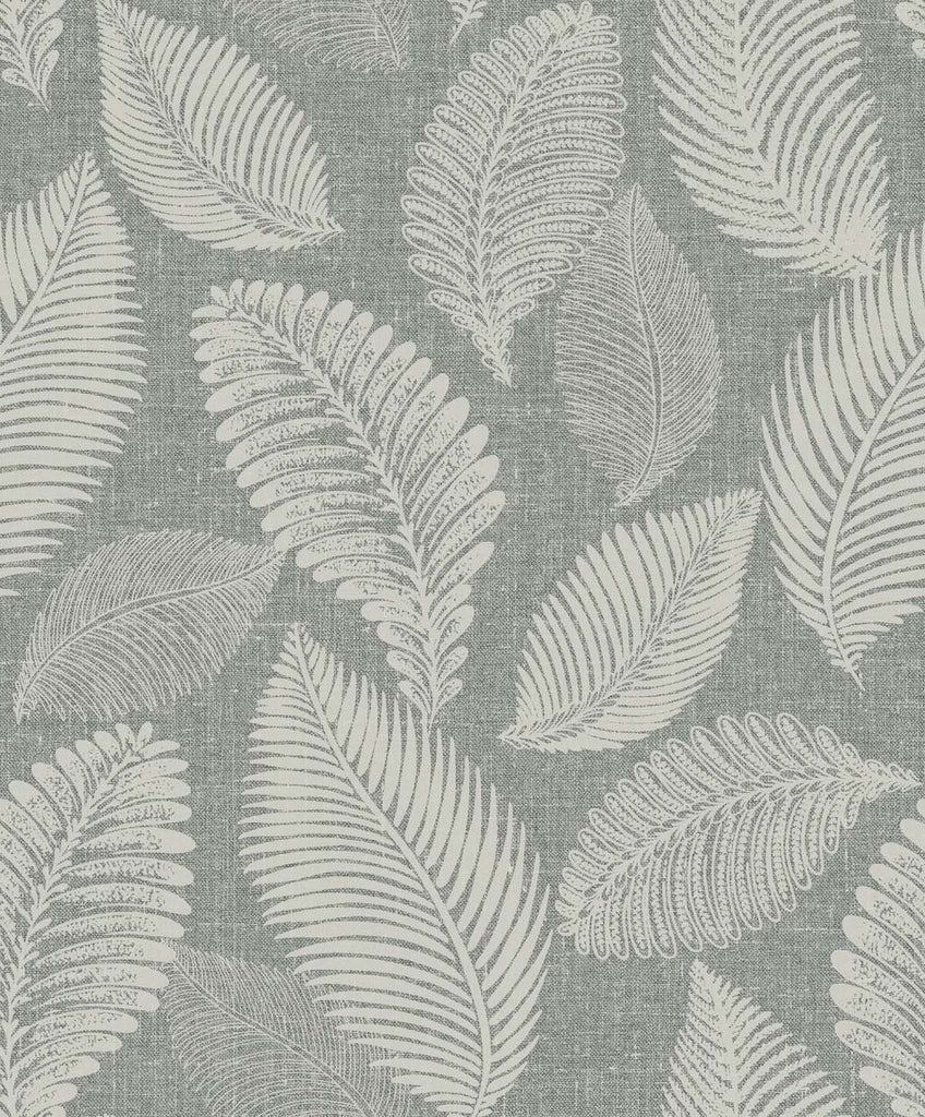 Malibu Tossed Leaves Wallpaper - Contemporary Botanical - Charcoal Linen | Malibu Wallpaper