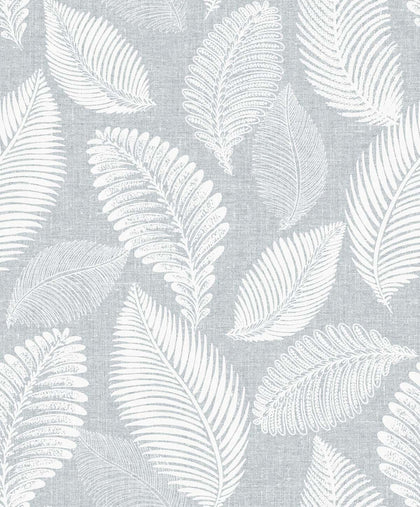 Tossed Leaves Contemporary Botanical - Ice | Architectural Wallcoverings