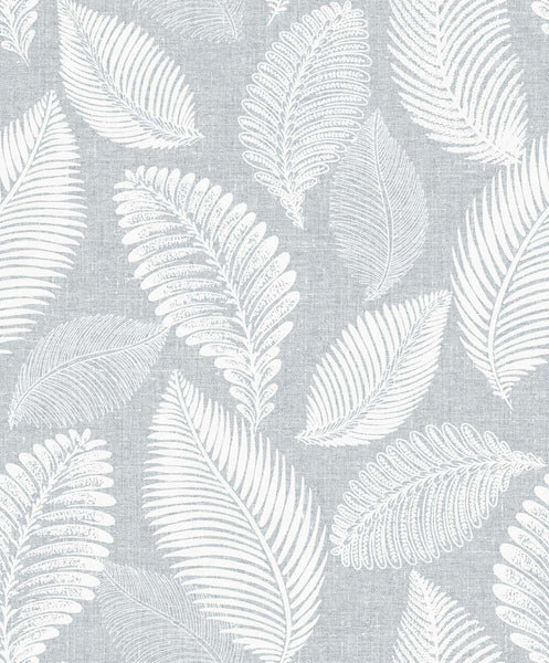 Malibu Tossed Leaves Wallpaper - Contemporary Botanical - Ice | Malibu Wallpaper