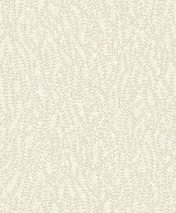 Seaweed Beaded Branches Contemporary Botanical - Off White Satin | Architectural Wallcoverings