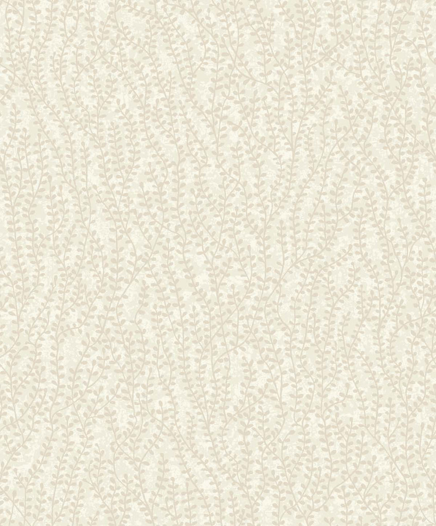 Malibu Seaweed Beaded Branches Wallpaper - Contemporary Botanical - Off White Satin | Malibu Wallpaper
